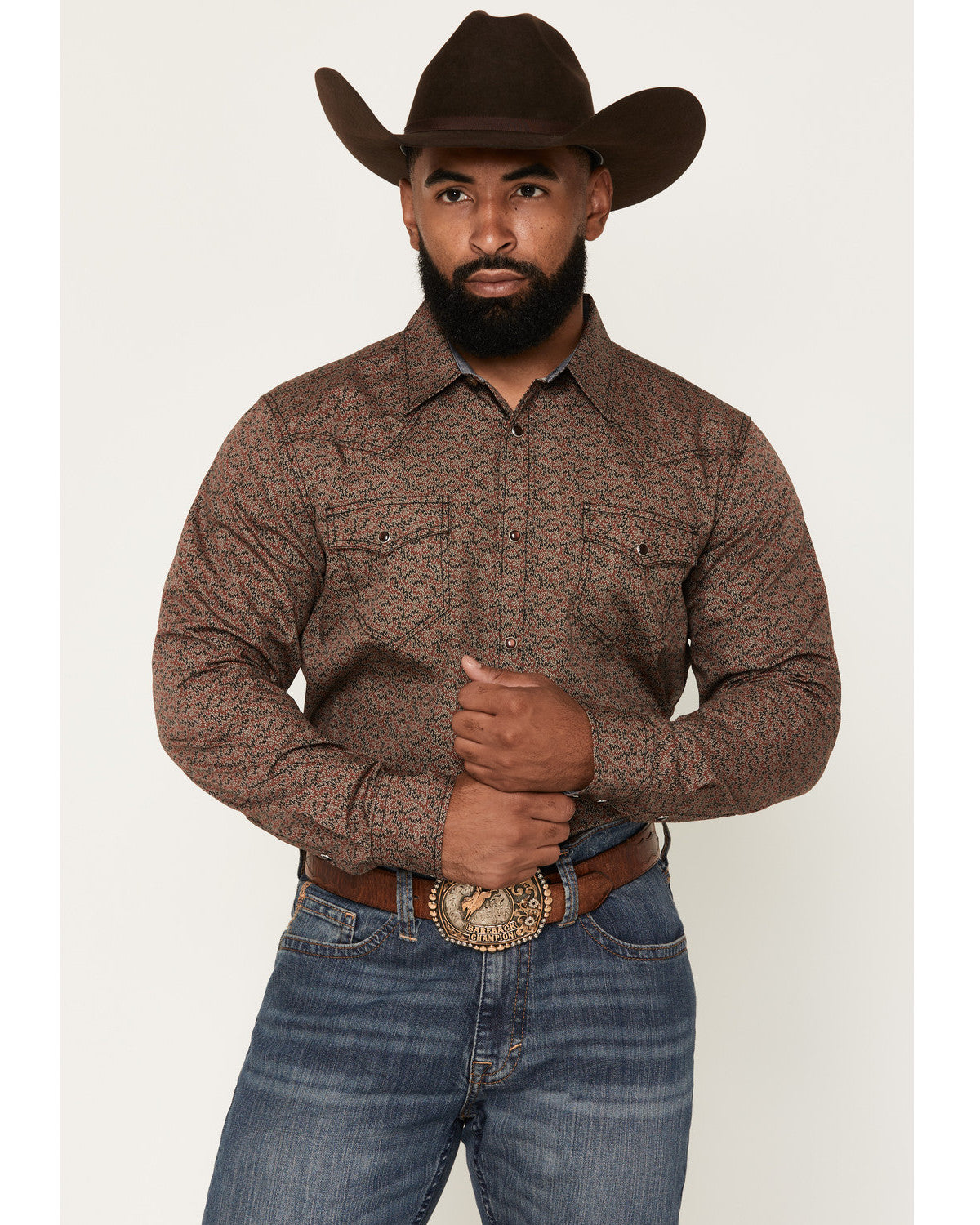Men's Fireball Geo Print Long Sleeve Snap Western Shirt - T