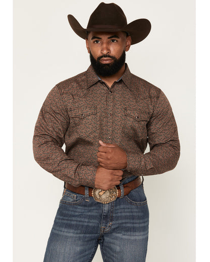 Men's Fireball Geo Print Long Sleeve Snap Western Shirt - T