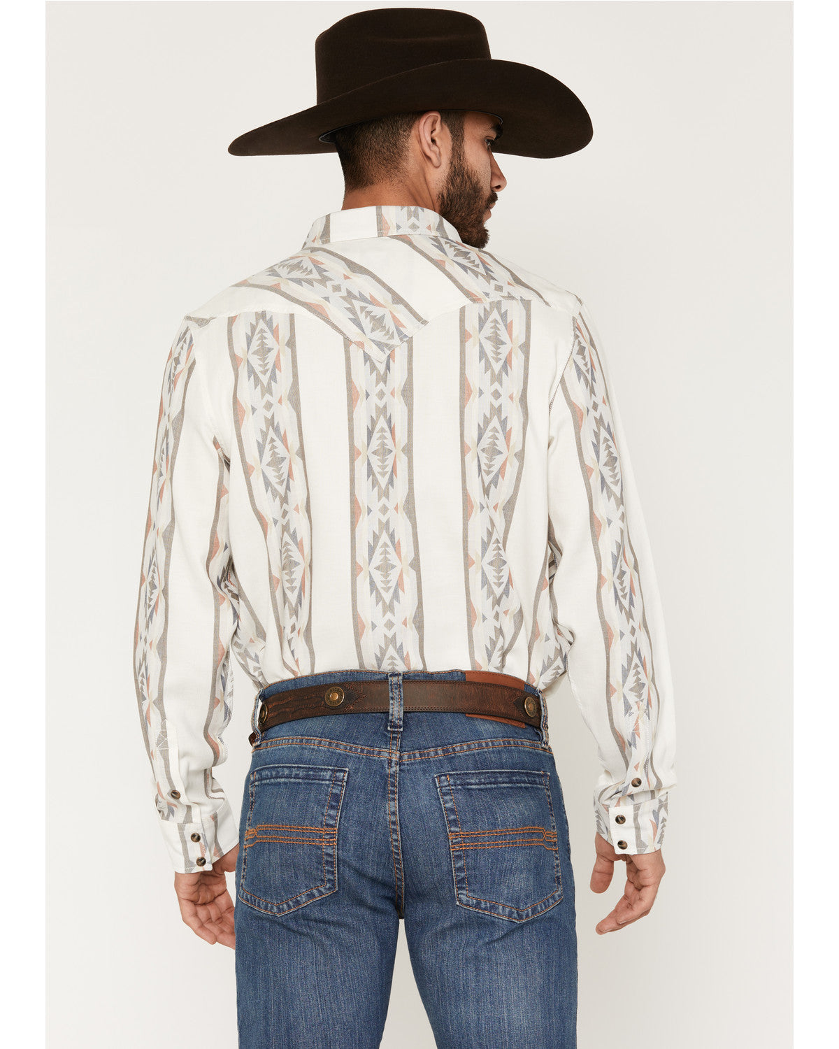 Men's Cowboy Boogie Southwestern Stripe Print Long Sleeve S