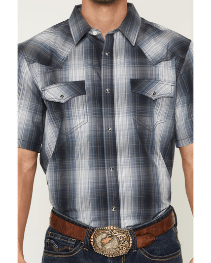 Men's Weed Wacker Plaid Print Short Sleeve Snap Western Shi