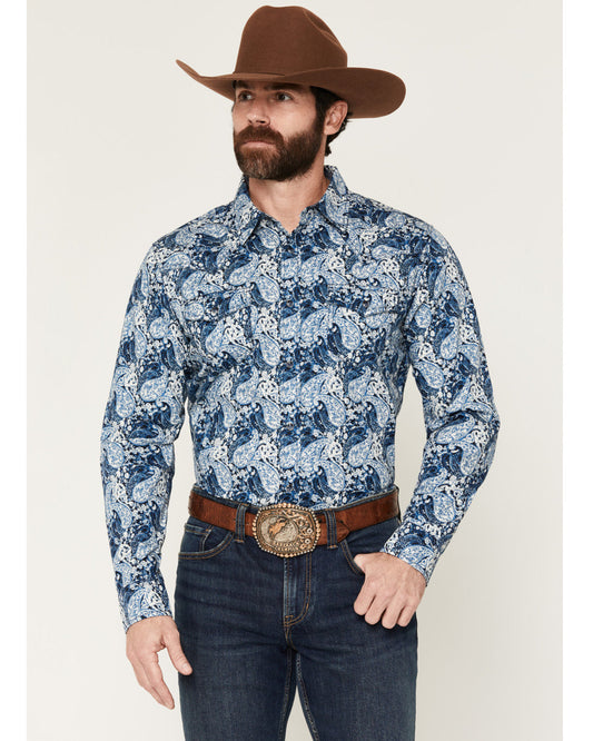 Men's Escape Route Paisley Print Long Sleeve Snap Western S