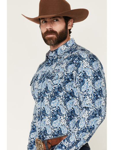 Men's Escape Route Paisley Print Long Sleeve Snap Western S