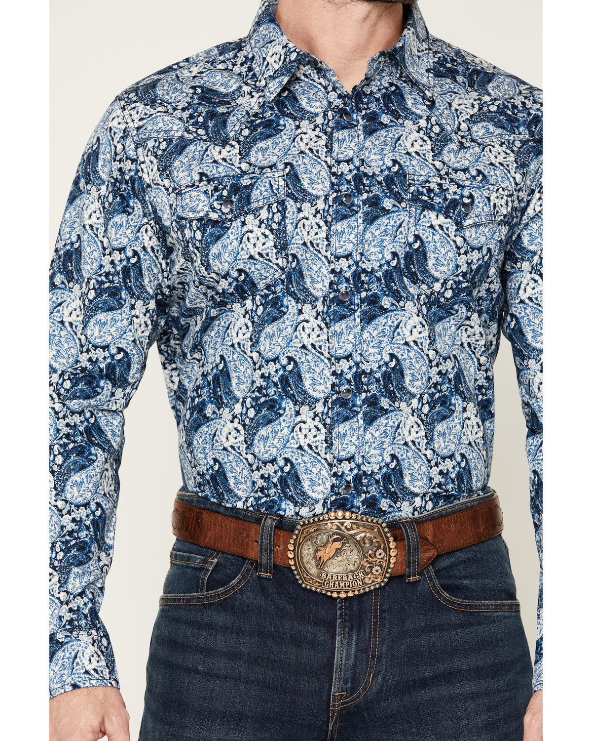 Men's Escape Route Paisley Print Long Sleeve Snap Western S