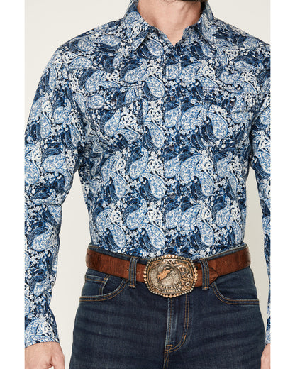 Men's Escape Route Paisley Print Long Sleeve Snap Western S