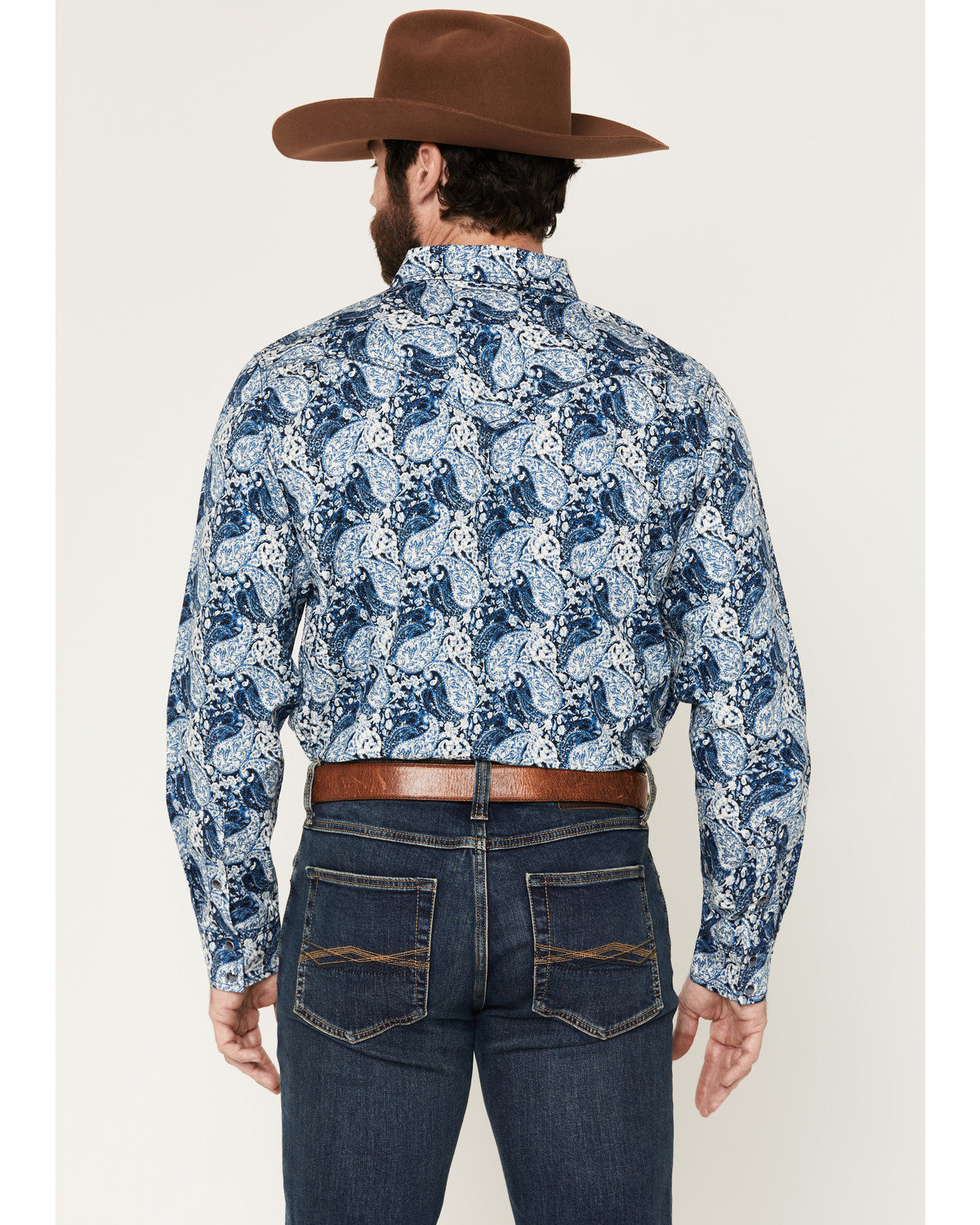 Men's Escape Route Paisley Print Long Sleeve Snap Western S