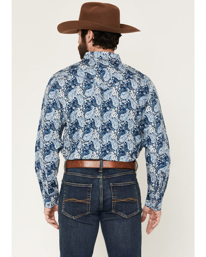 Men's Escape Route Paisley Print Long Sleeve Snap Western S