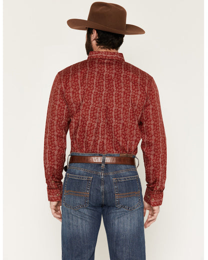 Men's Ol Hickory Floral Stripe Print Long Sleeve Button-Dow