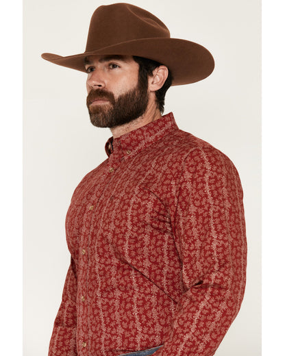 Men's Ol Hickory Floral Stripe Print Long Sleeve Button-Dow