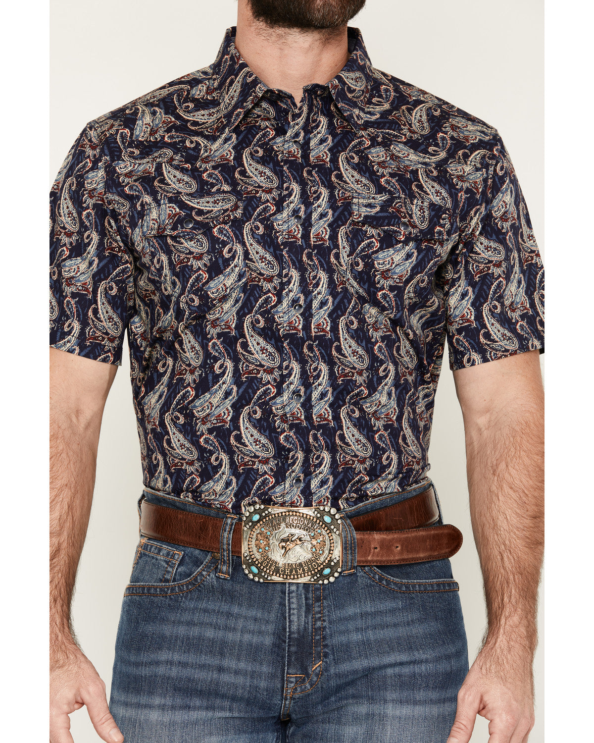 Men's Easy Livin' Paisley Print Short Sleeve Snap Western S