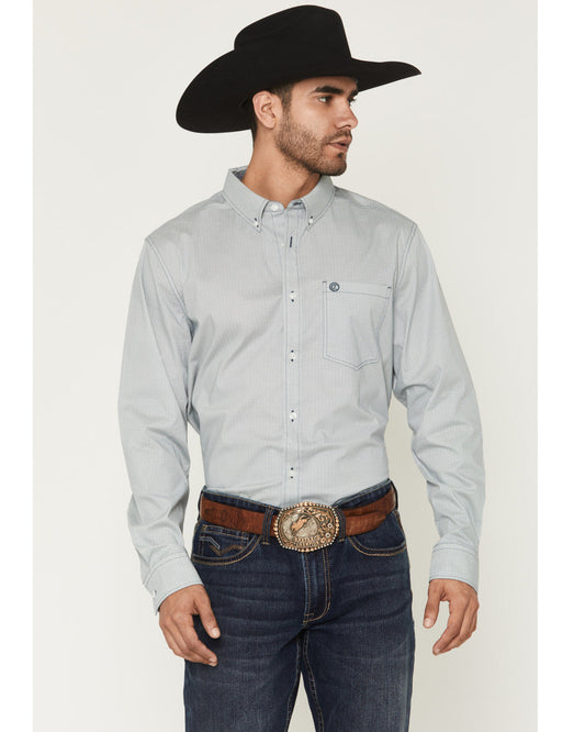 Men's Day Job Geo Print Long Sleeve Button-Down Stretch Wes