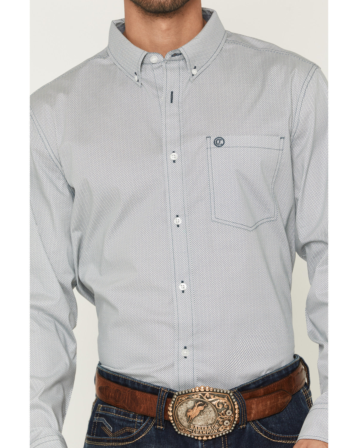 Men's Day Job Geo Print Long Sleeve Button-Down Stretch Wes