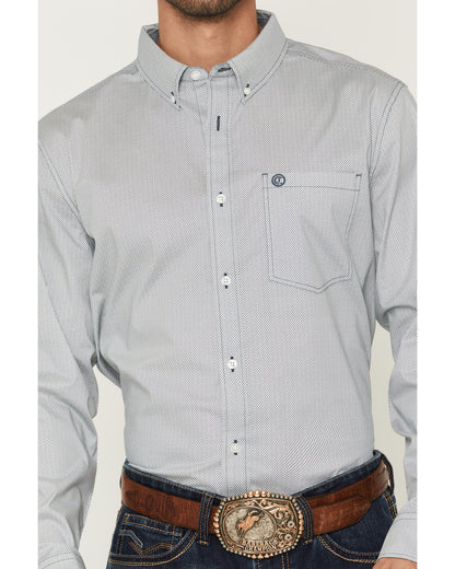 Men's Day Job Geo Print Long Sleeve Button-Down Stretch Wes