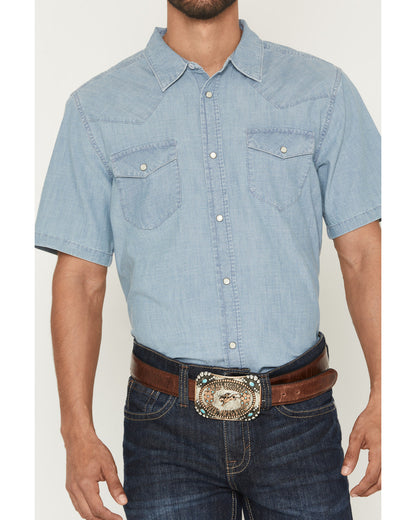 Men's Horizon Chambray Light Wash Short Sleeve Snap Western