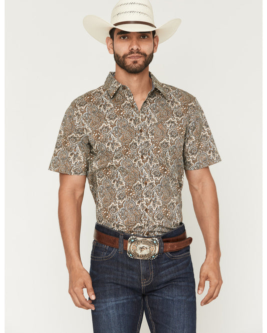 Men's Wells Floral Paisley Print Short Sleeve Button-Down S