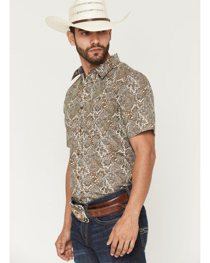 Men's Wells Floral Paisley Print Short Sleeve Button-Down S