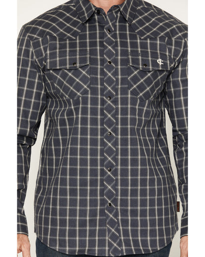 Men's FR Maricopa Plaid Print Long Sleeve Snap Work Shirt