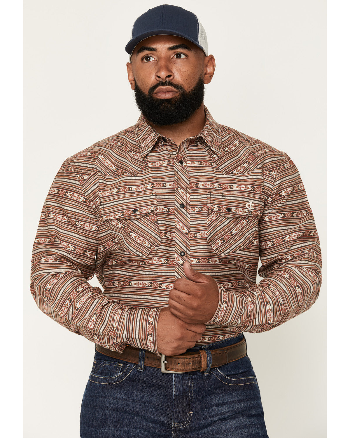 Men's FR Gila Striped Print Long Sleeve Snap Stretch Work S