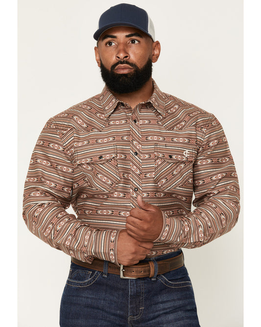 Men's FR Gila Striped Print Long Sleeve Snap Stretch Work S
