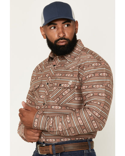 Men's FR Gila Striped Print Long Sleeve Snap Stretch Work S