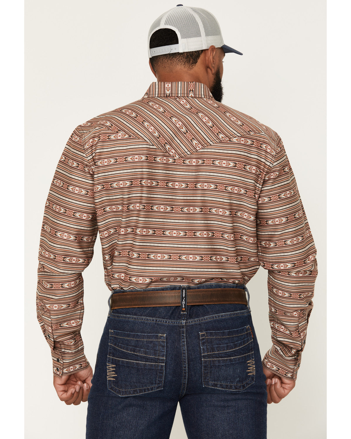 Men's FR Gila Striped Print Long Sleeve Snap Stretch Work S