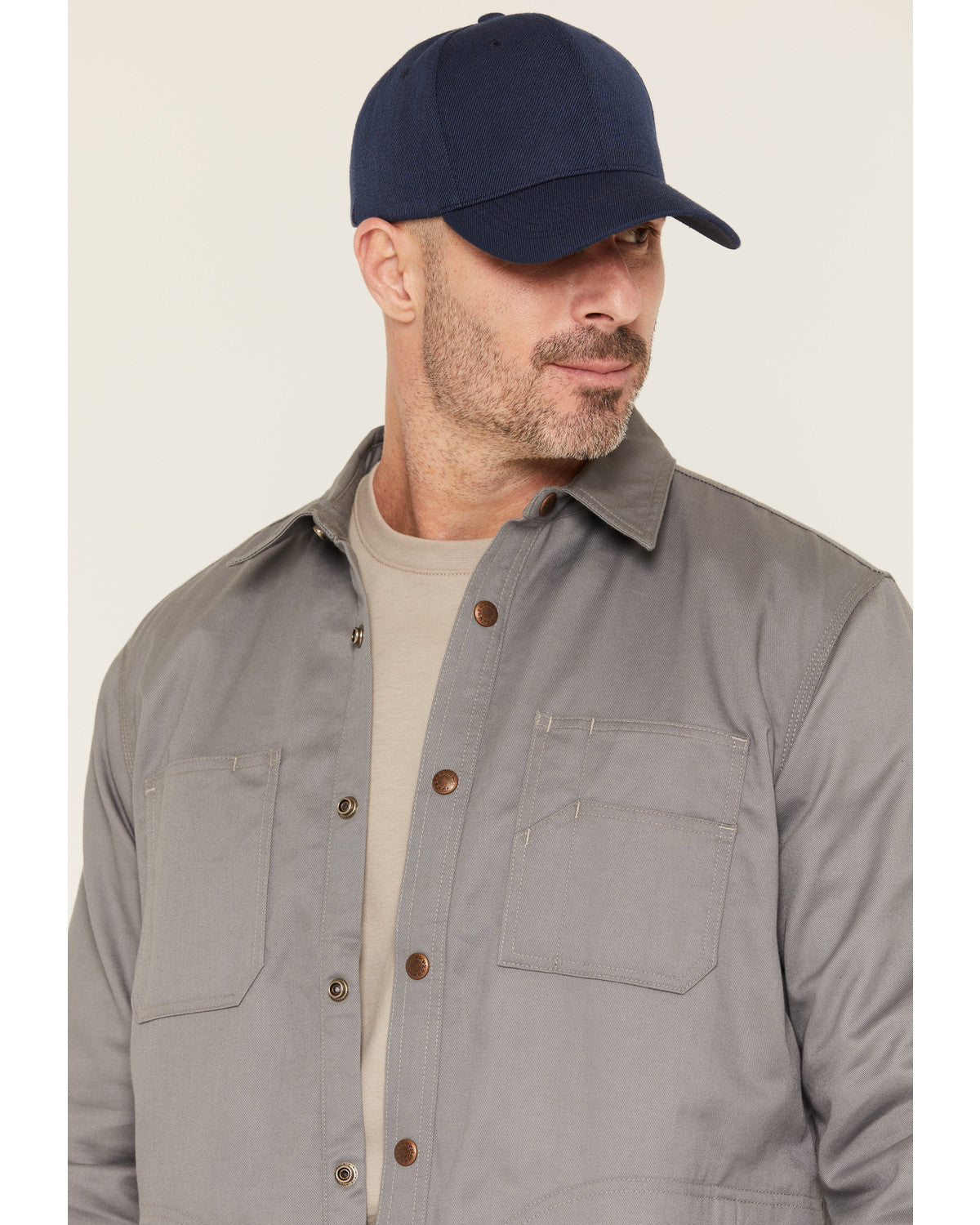 Men's FR Solid Lined Long Sleeve Snap Work Shirt Jacket