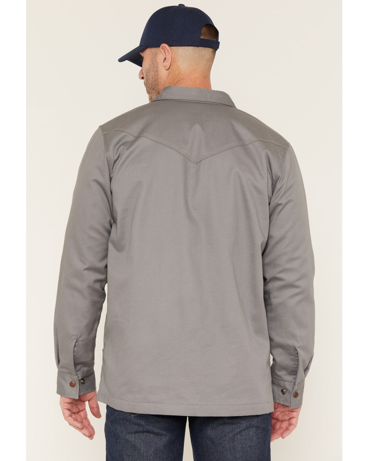 Men's FR Solid Lined Long Sleeve Snap Work Shirt Jacket