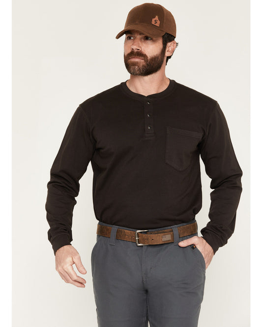 Men's FR Roughneck Solid Long Sleeve Snap Henley Work Shirt