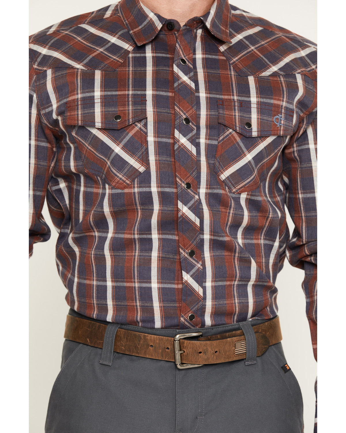Men's FR McGregor Plaid Print Long Sleeve Snap Work Shirt