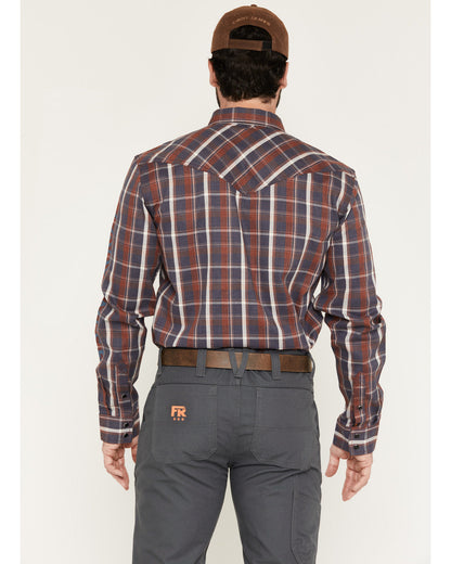 Men's FR McGregor Plaid Print Long Sleeve Snap Work Shirt