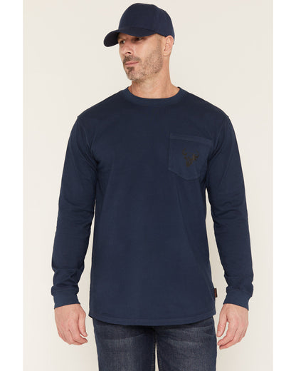 Men's FR Pocket Bull Solid Snap Long Sleeve Work Shirt