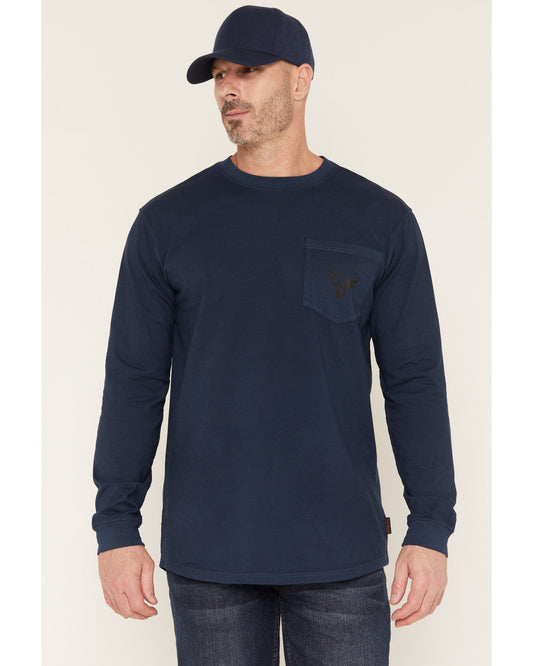 Men's FR Pocket Bull Solid Snap Long Sleeve Work Shirt