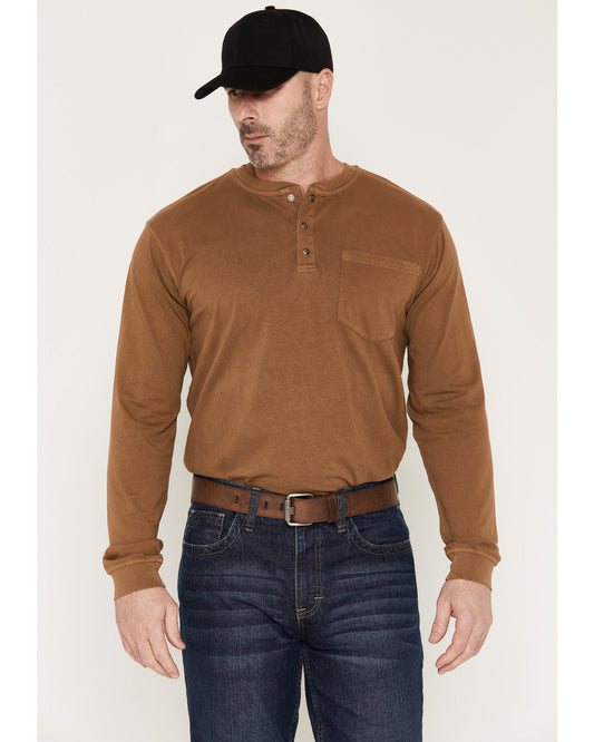 Men's FR Roughneck Solid Long Sleeve Snap Henley Work Shirt