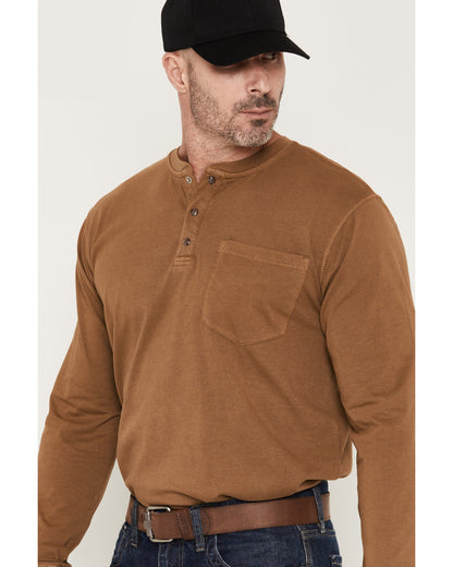Men's FR Roughneck Solid Long Sleeve Snap Henley Work Shirt