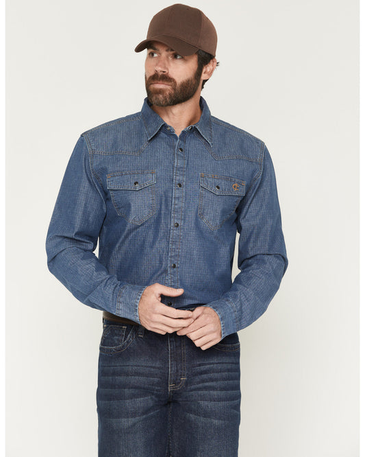 Men's FR Playa Ripstop Denim Long Sleeve Snap Work Shirt