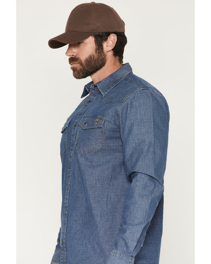Men's FR Playa Ripstop Denim Long Sleeve Snap Work Shirt