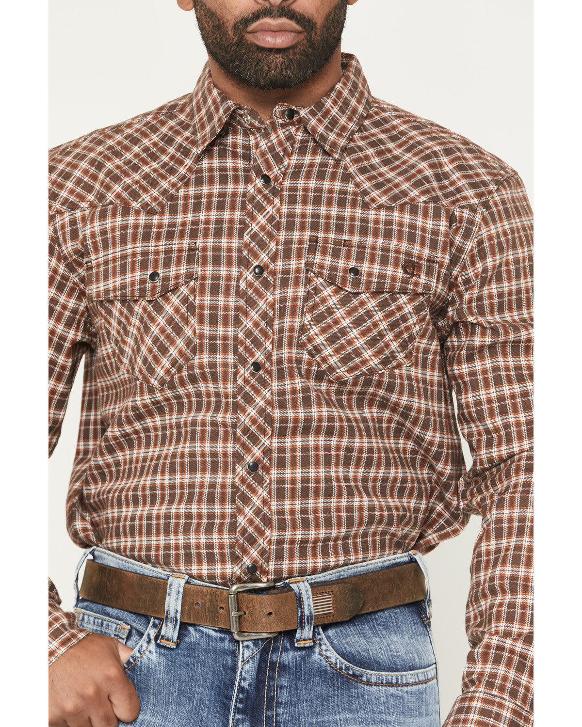 Men's FR Hondo Plaid Print Long Sleeve Snap Stretch Work Sh