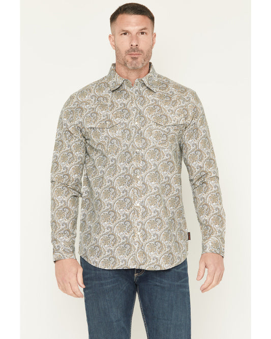 Men's FR Paisley Print Long Sleeve Snap Work Shirt