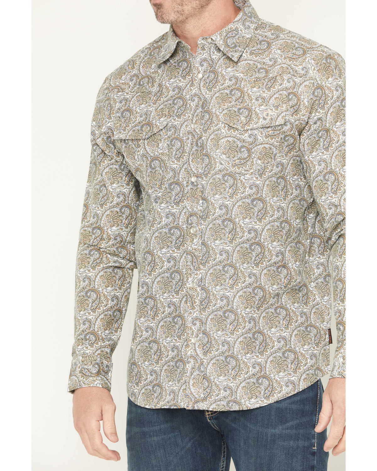 Men's FR Paisley Print Long Sleeve Snap Work Shirt