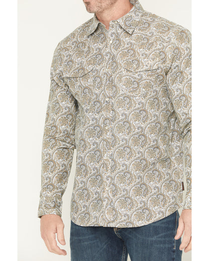 Men's FR Paisley Print Long Sleeve Snap Work Shirt