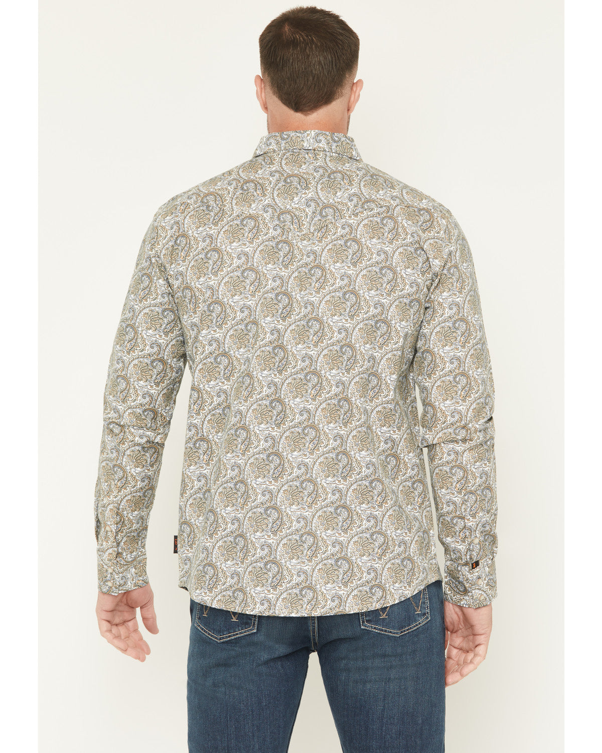Men's FR Paisley Print Long Sleeve Snap Work Shirt