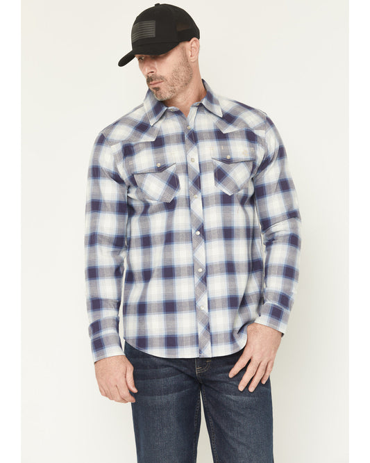Men's FR Tex Plaid Print Long Sleeve Snap Work Shirt