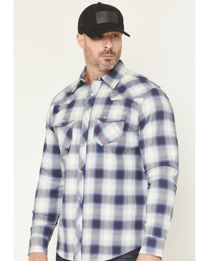 Men's FR Tex Plaid Print Long Sleeve Snap Work Shirt
