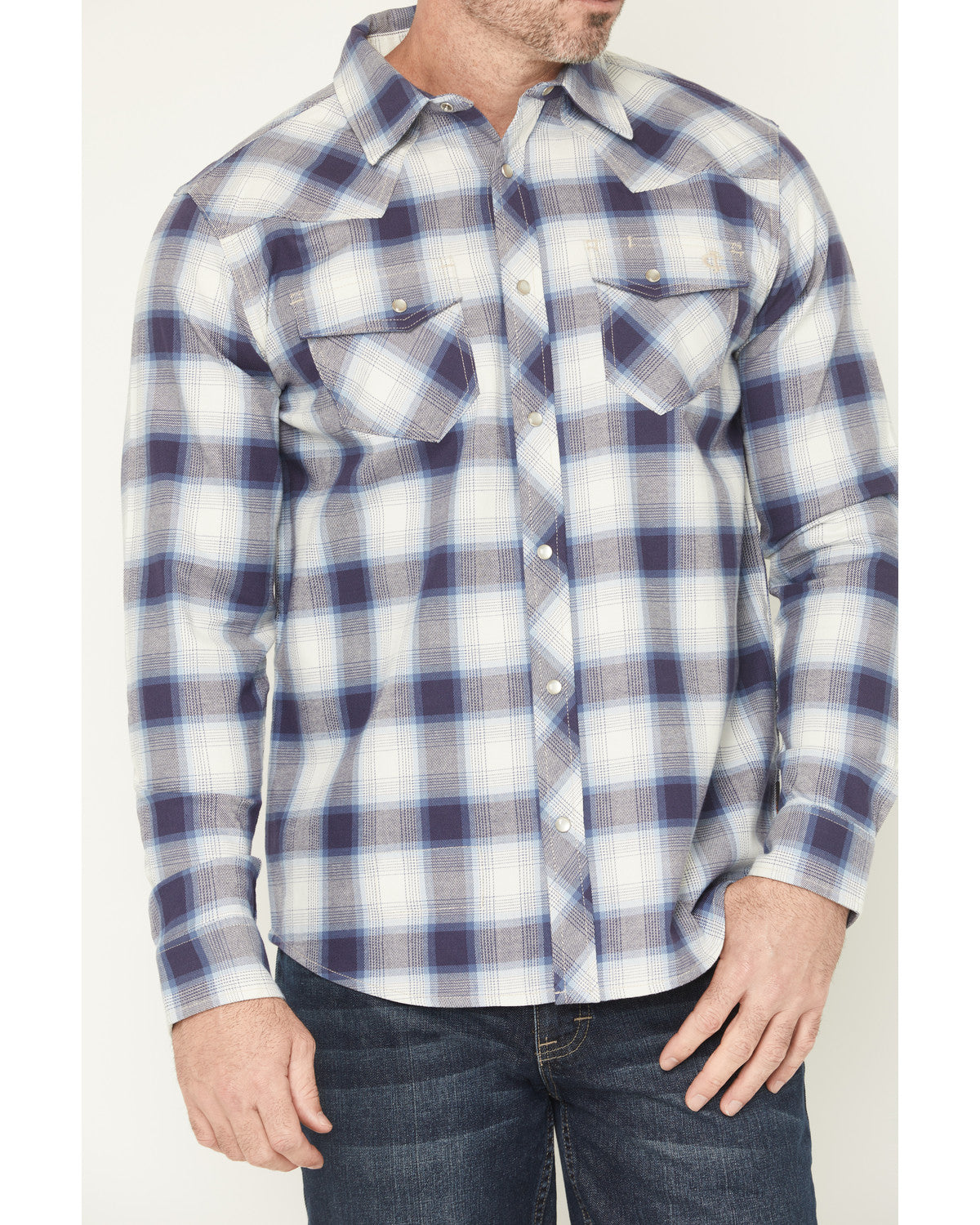 Men's FR Tex Plaid Print Long Sleeve Snap Work Shirt