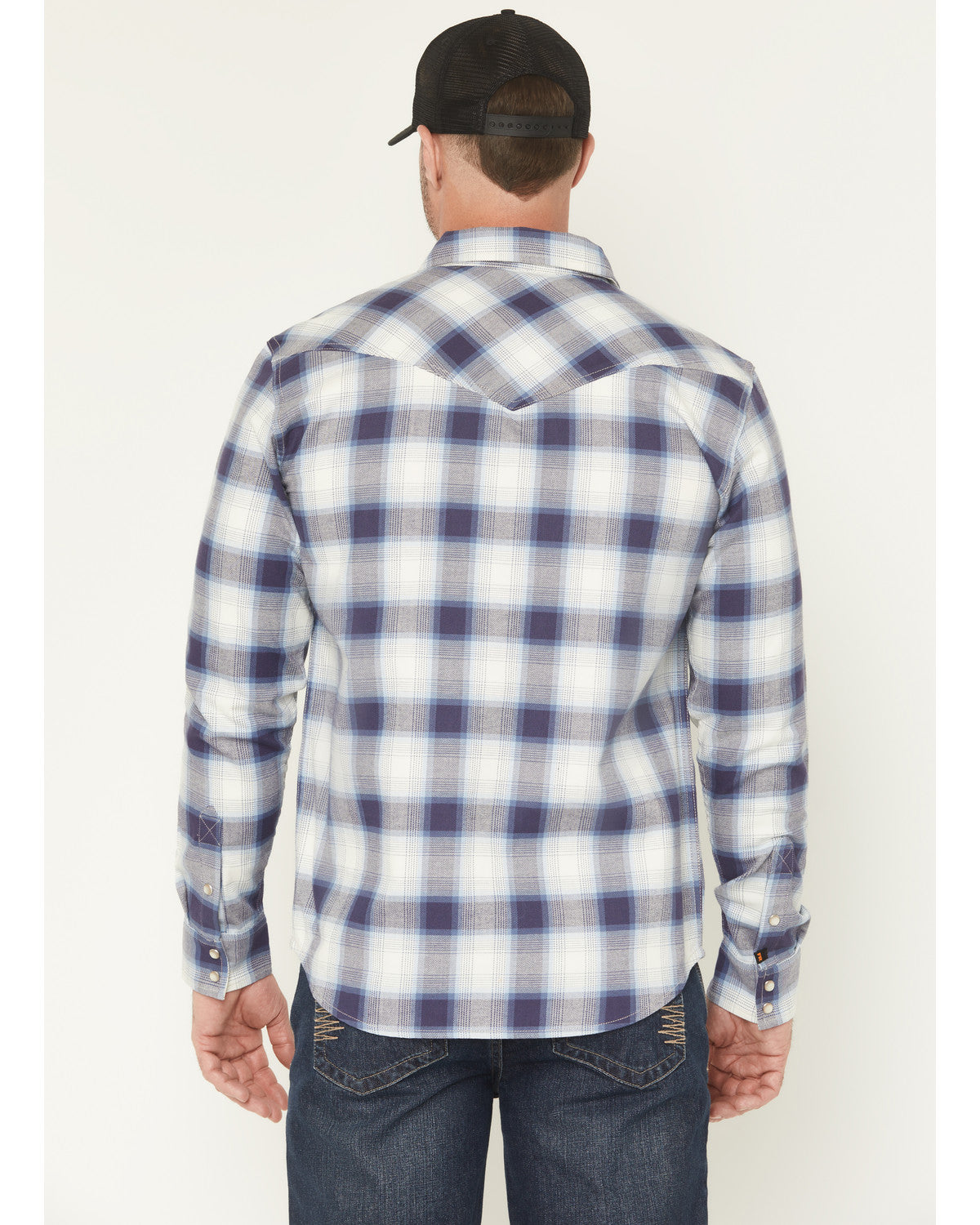 Men's FR Tex Plaid Print Long Sleeve Snap Work Shirt