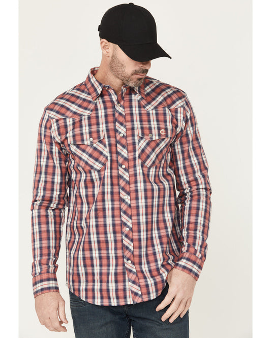 Men's FR Plaid Print Long Sleeve Snap Work Shirt