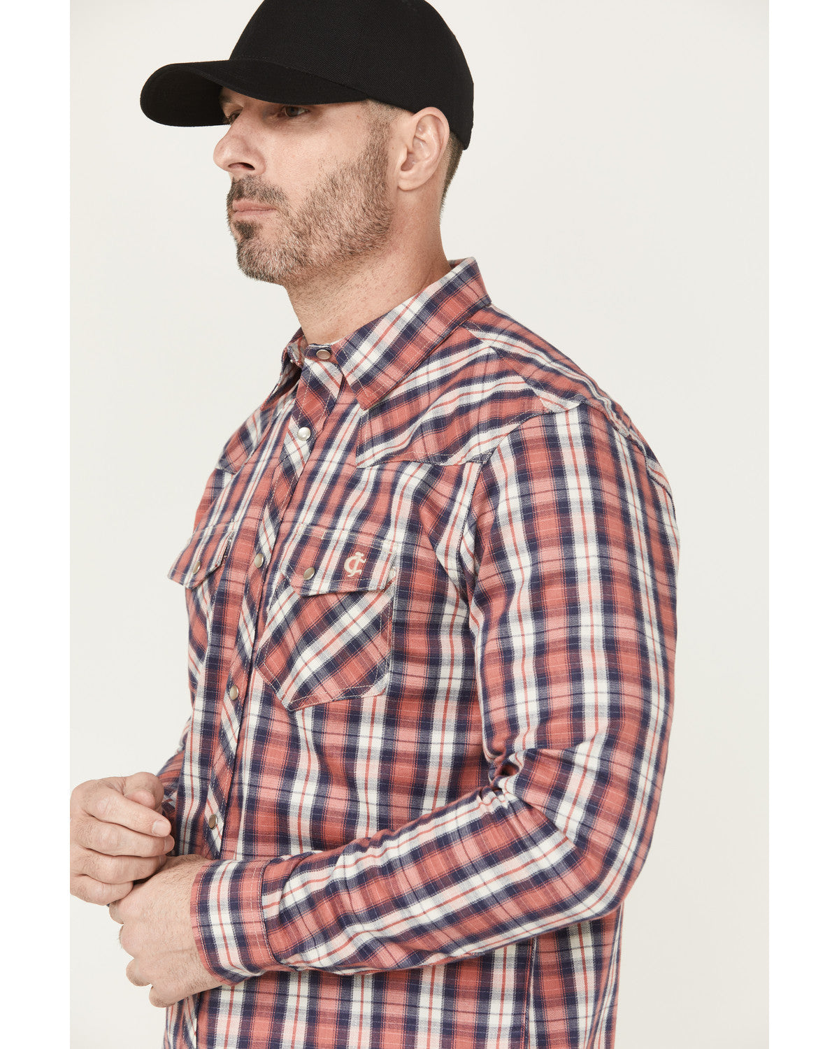 Men's FR Plaid Print Long Sleeve Snap Work Shirt