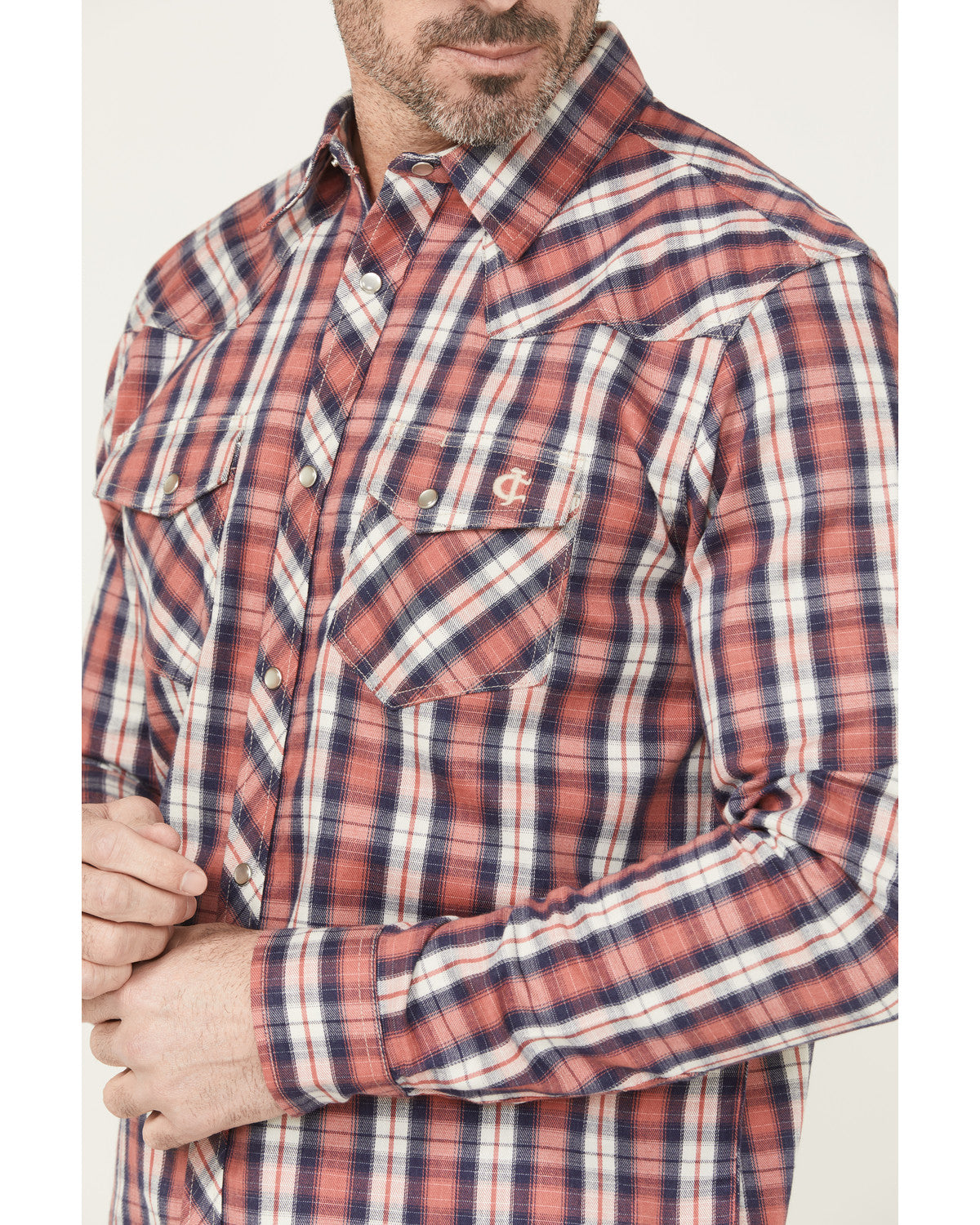 Men's FR Plaid Print Long Sleeve Snap Work Shirt