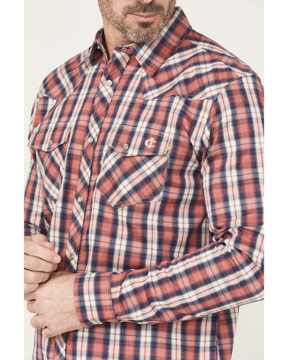 Men's FR Plaid Print Long Sleeve Snap Work Shirt