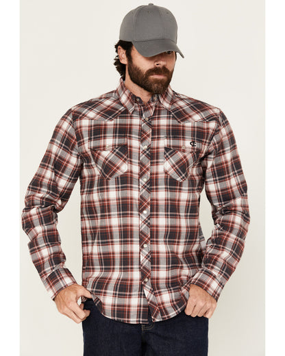 Men's FR Plaid Print Long Sleeve Snap Work Shirt