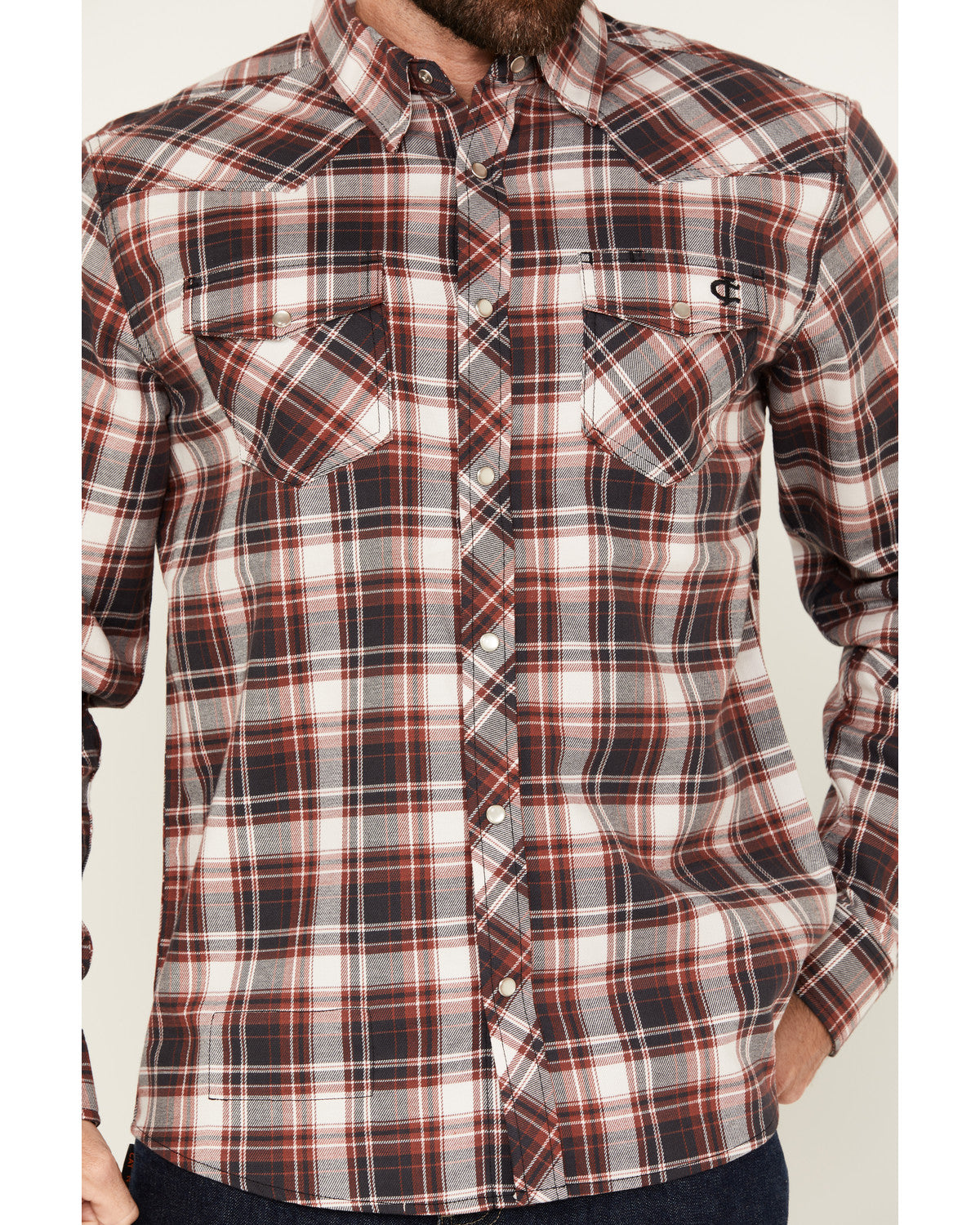 Men's FR Plaid Print Long Sleeve Snap Work Shirt